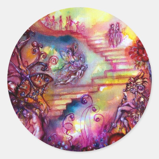 STICKER ROND JARDIN DES OMBRES PERDUES / ESCALIERS MYSTIQUES (Devant)