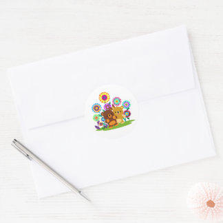 Sticker Rond Jardin des ours de dessin animé mignons