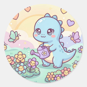 Sticker Rond Jardin Dino Happy