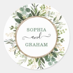 Sticker Rond Jardin d'or vert moderne Mariage vert