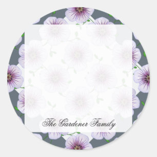 Sticker Rond Jardin doux bleu pâle Fleur de géranium sur n'impo