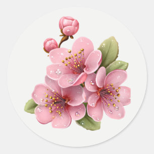 Sticker Rond Jardin Fleur Fleur d'art floral de pommier rose
