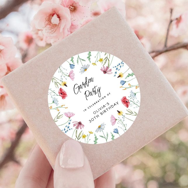 Sticker Rond Jardin Fleur sauvage Anniversaire (Créateur téléchargé)