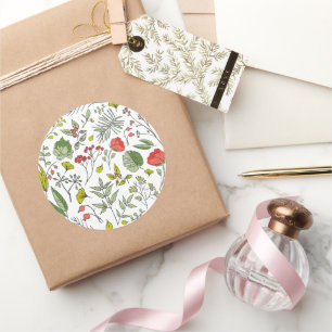 Sticker Rond Jardin Fleur sauvage botanique