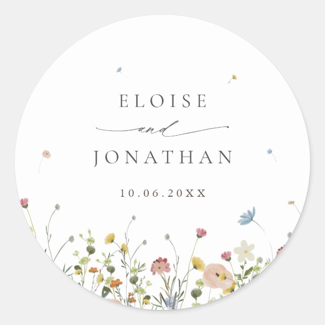 Sticker Rond Jardin Fleur sauvage de printemps Floral minimalis (Devant)