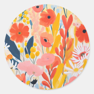 Sticker Rond Jardin fleuri