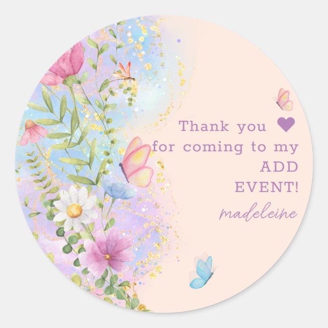 Sticker Rond Jardin Floral de Fleurs Sauvages Fantaisiste pour  (Devant)
