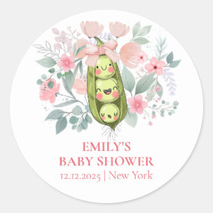 Sticker Rond Jardin Floral Rose Pois de Senteur dans un Cosse B