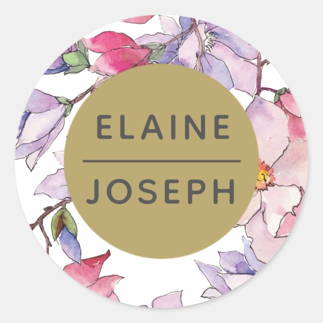 Sticker Rond Jardin floral rose vierge Mariage botanique (Devant)