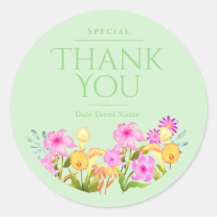 Sticker Rond Jardin Floral Vert Merci