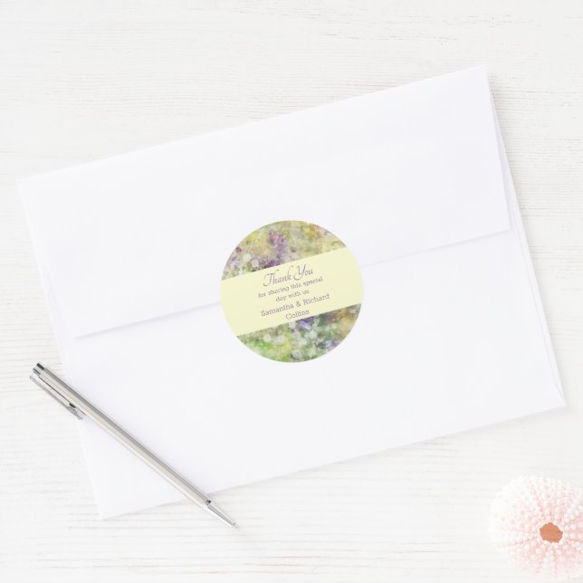 Sticker Rond Jardin floral violet élégant (Enveloppe)