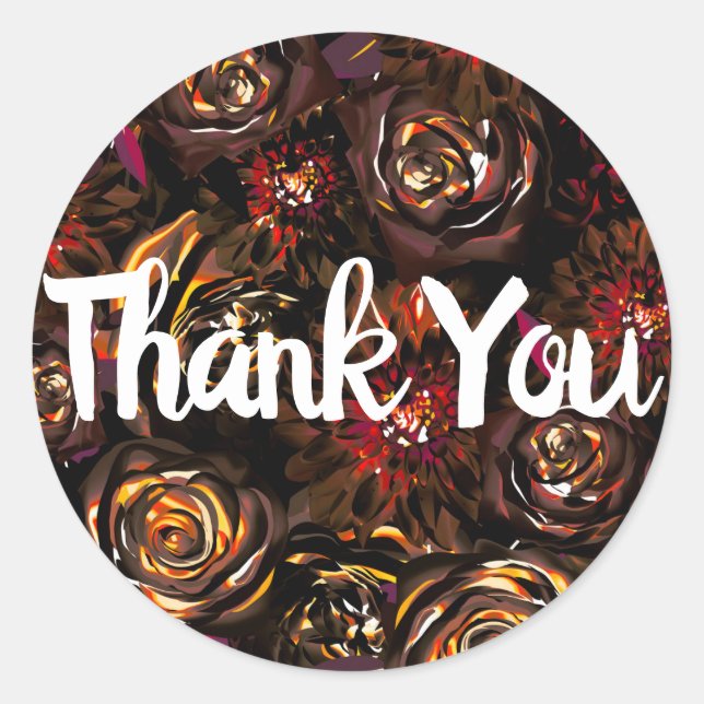 Sticker Rond Jardin foncé Automne Fleurs vives Mariage de autom (Devant)