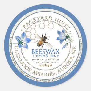Sticker Rond Jardin Hive Lotion Bar Fleurs locales et abeille