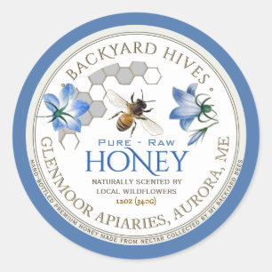 Sticker Rond Jardin Hive Raw Fleurs locales de miel et d'abeill