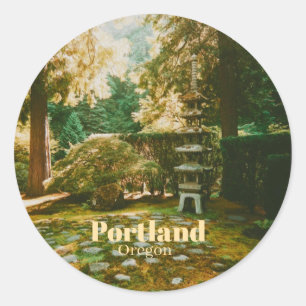 Sticker Rond Jardin Japonais, Portland, Oregon Souvenir