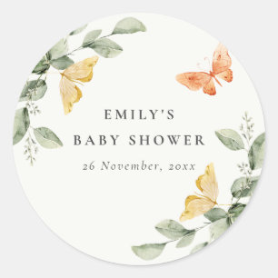 Sticker Rond Jardin Jaune mignon Baby shower de Papillons