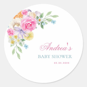 Sticker Rond Jardin lumineux Floral Printemps Baby shower été