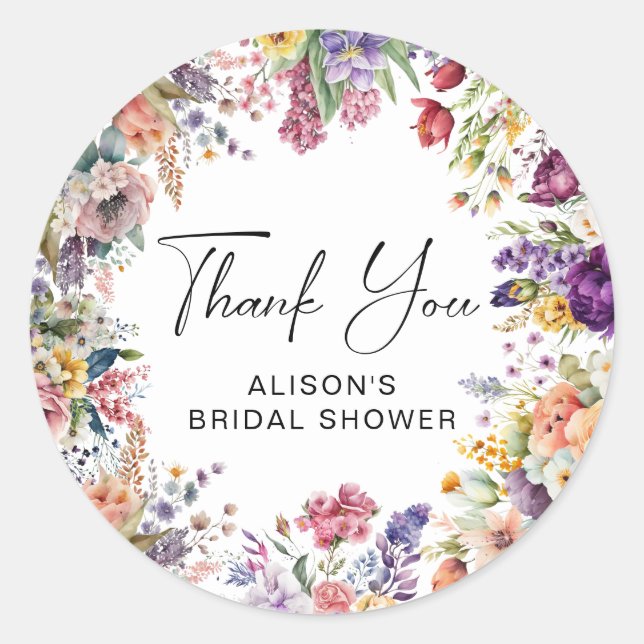 Sticker Rond Jardin printanier Fête de mariage floral (Devant)