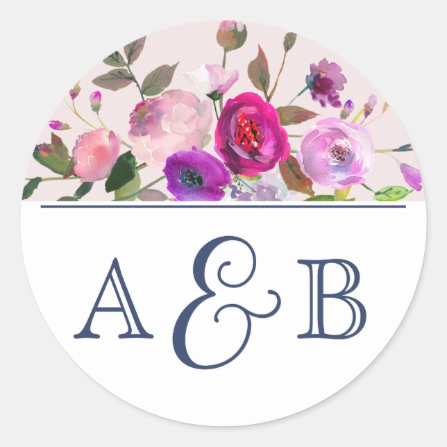Sticker Rond Jardin romantique Monogramme Mariage Enveloppe Pho (Devant)