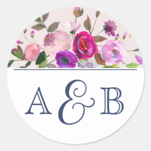 Sticker Rond Jardin romantique Monogramme Mariage Enveloppe Pho