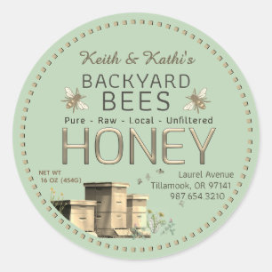 Sticker Rond Jardin ruches d'abeilles et Petites abeilles Jardi