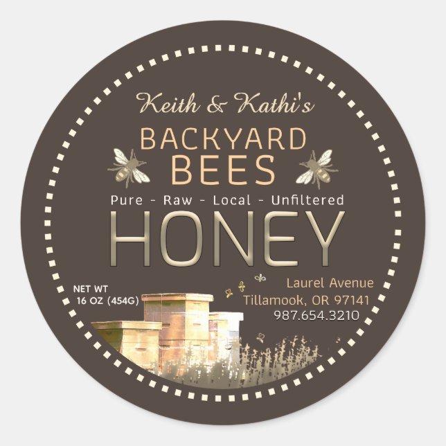 Sticker Rond Jardin ruches d'abeilles et petites abeilles sur l (Devant)