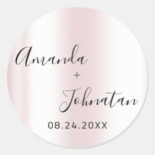 Sticker Rond Jardin Skinny Simplement Nom Date Noir Rose Pastel