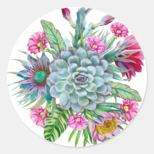 Sticker Rond Jardin tropical Succulent