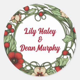 Sticker Rond Jardin vintage Art nouveau Mariage