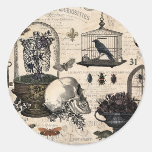 Sticker Rond Jardin vintage moderne de Halloween