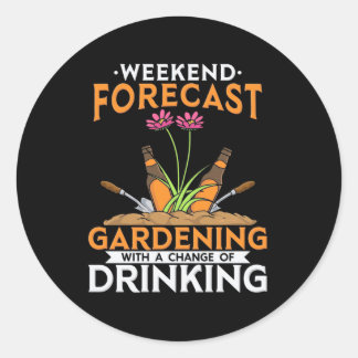 Sticker Rond Jardinage Et Boisson De Fin De Semaine