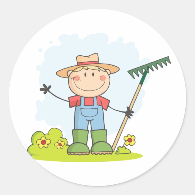 Sticker Rond Jardinier d'agriculture (Devant)