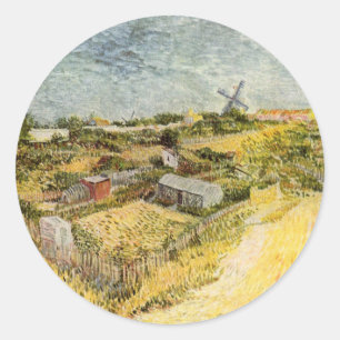 Sticker Rond Jardins potagers, Montmartre par Vincent van Gogh