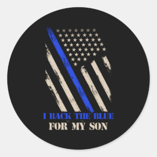 Sticker Rond J'Arrive Le Bleu Pour Mon Fils Fier Policier Offic