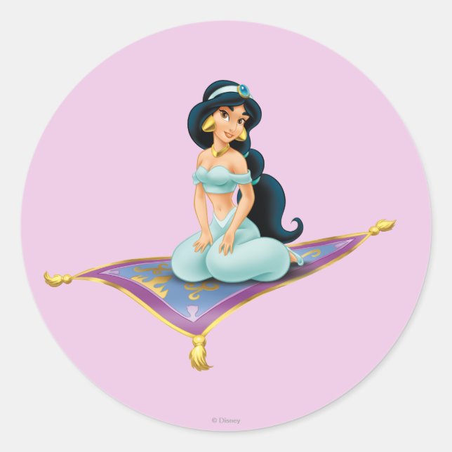 Sticker Rond Jasmin sur tapis magique (Devant)