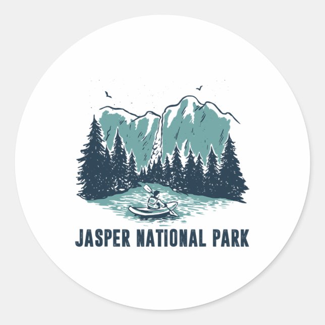 Sticker Rond Jasper Mountain Alberta Canada Jasper National Par (Devant)