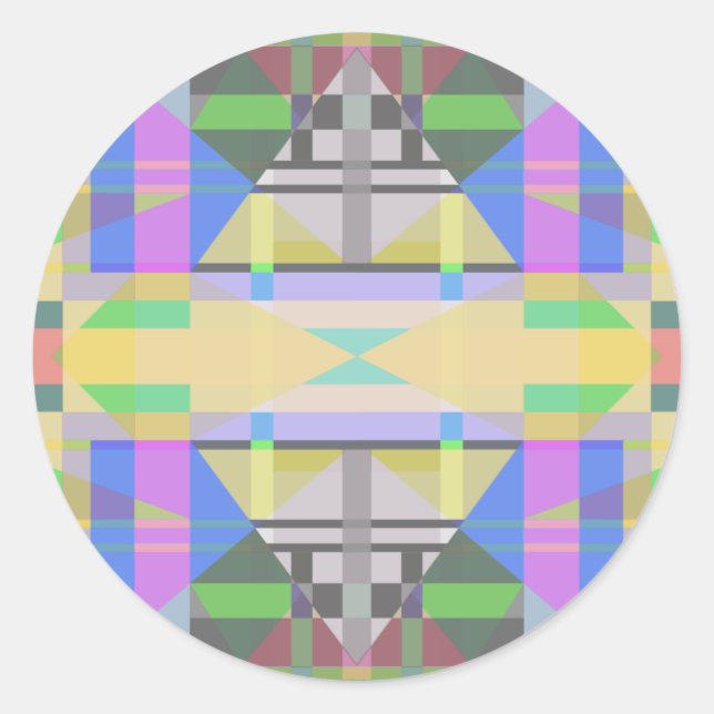 Sticker Rond Jaune bleu violet géométrique (Devant)
