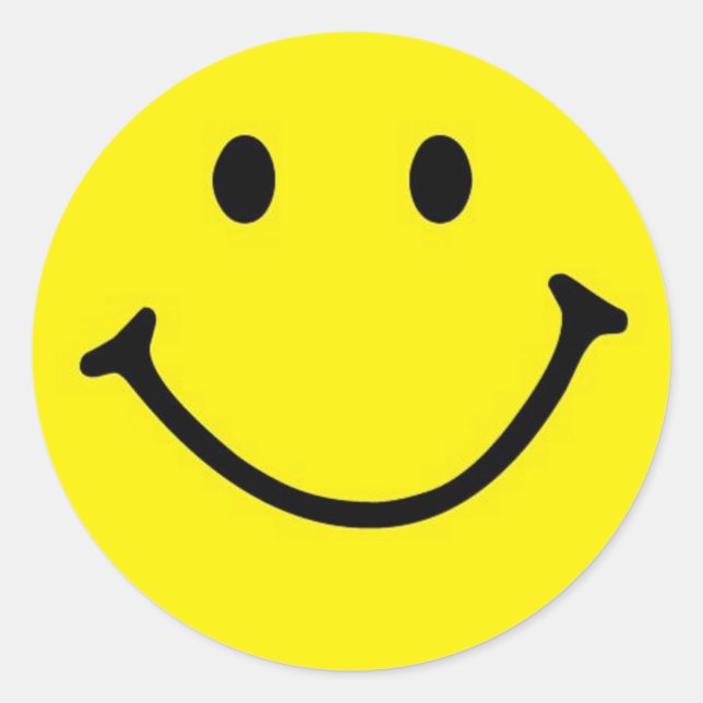 Sticker Rond Jaune brillant et joyeux visage souriant (Devant)