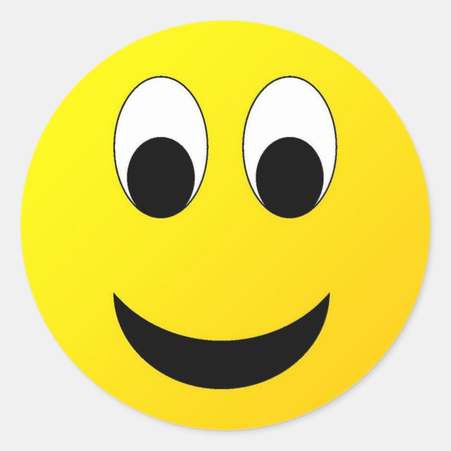 Sticker Rond Jaune brillant et joyeux visage souriant (Devant)