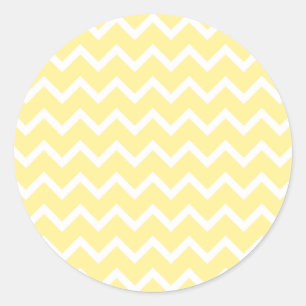 Sticker Rond Jaune clair et Zigzags blanc.
