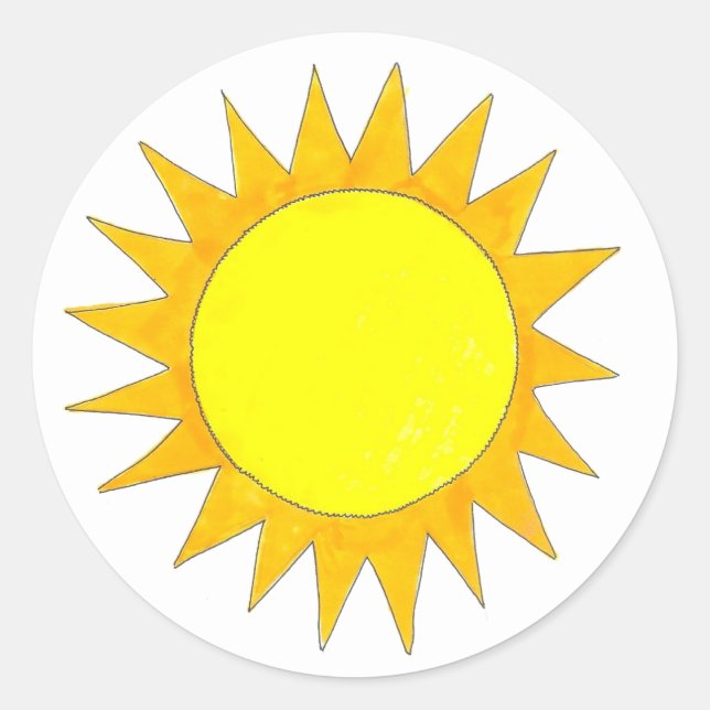 Sticker Rond Jaune Été Sunshine Beach Rayons Soleil Jour Soleil (Devant)