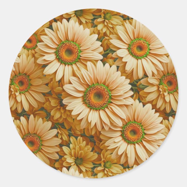 Sticker Rond Jaune floral jaune tournesol jaunes marguerites (Devant)