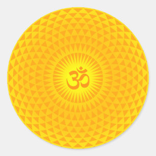 Sticker Rond Jaune Golden Soleil Lotus volant de méditation de
