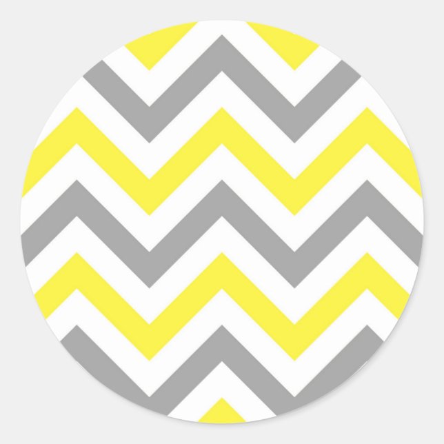 Sticker Rond Jaune, Gris Dk What Grand Motif Chevron ZigZag (Devant)