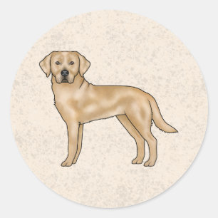 Sticker Rond Jaune Labrador Retriever mignon Lab Dog Beige