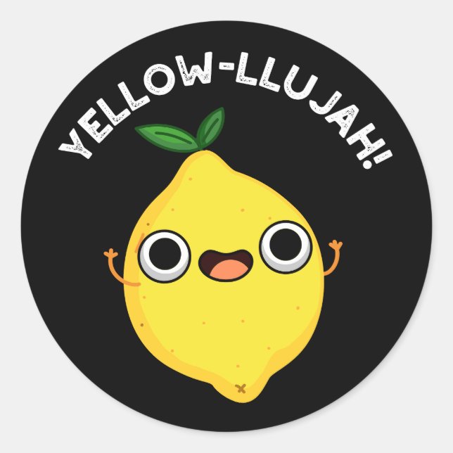 Sticker Rond Jaune llujah Funny citron pistolet Dark BG (Devant)