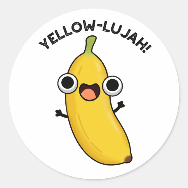 Sticker Rond Jaune Luja Funny Banana Pun (Devant)