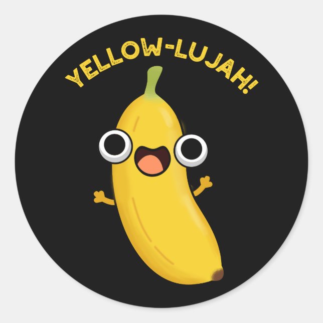 Sticker Rond Jaune Luja Funny Banana Pun Dark BG (Devant)
