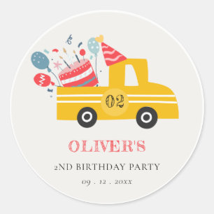 Sticker Rond Jaune mignon Quel Âge Anniversaire Fête Fête Fête 