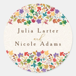 Sticker Rond Jaune Moutarde de Printemps Fleur de Prairie Viole
